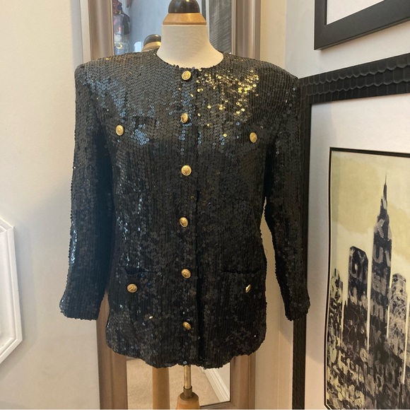 Vintage 80-90s Janette black sequins jacket made for St. Martin Sport - Picture 9 of 11